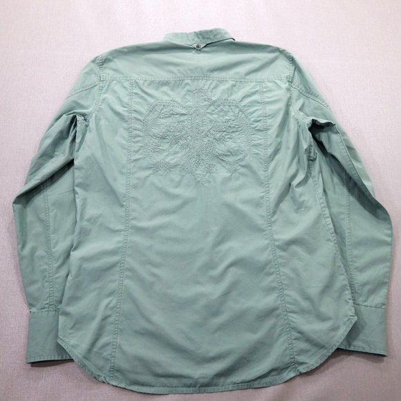 Vintage Diesel Womens Shirt Large Button Up Embroidered Back Green - Picture 4 of 6